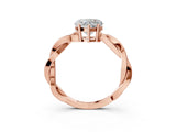 Rose gold Heart Solitaire Twisted Pave Diamond Ring with Four-Prong Setting_15