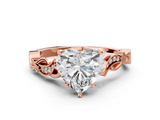 Rose gold Heart Solitaire Vine Band with Milgrain Prong Setting_18