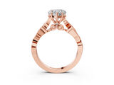 Rose gold Heart Solitaire Vine Band with Milgrain Prong Setting_21