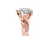 Rose gold Heart Solitaire Vine Band with Milgrain Prong Setting_23