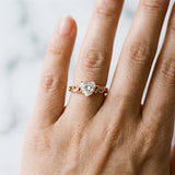 Rose gold Heart Solitaire Vine Band with Milgrain Prong Setting_36