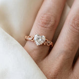 Rose gold Heart Solitaire Vine Band with Milgrain Prong Setting_39