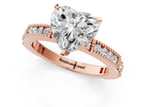 Rose gold Heart Solitaire with Pavé Band and Four-Prong Setting_294