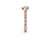 Rose gold Heart Solitaire with Pavé Band and Four-Prong Setting_295