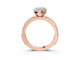 Rose gold Heart Solitaire with Pavé Band and Four-Prong Setting_296