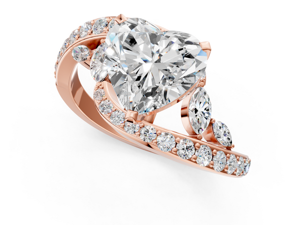 Rose gold Heart Solitaire with Pavé Twist Band and Four-Prong Setting