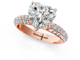 Rose gold Heart Solitaire with Pave Band and Four-Prong Setting_5