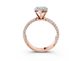 Rose gold Heart Solitaire with Pave Band and Four-Prong Setting_7