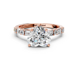 Rose gold Heart Solitaire with Side Baguettes and Channel Set Band_49