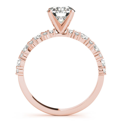 Rose gold Heart Solitaire with Side Stones, Pave Band, Four-Prong Setting 1