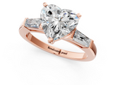 Rose gold Heart Solitaire with Tapered Baguette Side Stones on a Classic Band with Four-Prong Setting_132