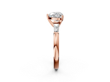 Rose gold Heart Solitaire with Tapered Baguette Side Stones on a Classic Band with Four-Prong Setting_133