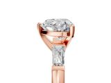 Rose gold Heart Solitaire with Tapered Baguette Side Stones on a Classic Band with Four-Prong Setting_136