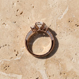 Rose gold Heart Three-Stone Diamond Ring with Pavé Band and Four-Prong Setting_21