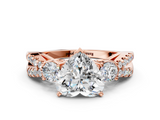 Rose gold Heart Three-Stone Diamond Ring with Pavé Split Shank and Four-Prong Setting_86