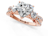 Rose gold Heart Three-Stone Diamond Ring with Pavé Split Shank and Four-Prong Setting_87