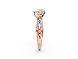 Rose gold Heart Three-Stone Diamond Ring with Pavé Split Shank and Four-Prong Setting_88