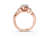 Rose gold Heart Three-Stone Diamond Ring with Pavé Split Shank and Four-Prong Setting_89