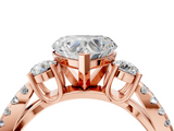 Rose gold Heart Three-Stone Diamond Ring with Pavé Split Shank and Four-Prong Setting_90