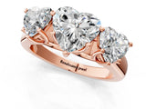 Rose gold Heart Three-Stone Diamond Ring with Prong Setting on a Classic Band_25