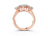 Rose gold Heart Three-Stone Diamond Ring with Prong Setting on a Classic Band_27