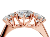 Rose gold Heart Three-Stone Diamond Ring with Prong Setting on a Classic Band_28