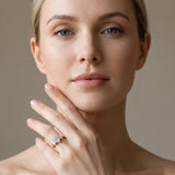 Rose gold Heart Three-Stone Diamond Ring with Prong Setting on a Classic Band_4