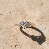 Rose gold Heart Three-Stone Diamond Ring with Prong Setting on a Classic Band_6