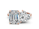Rose gold Heart and Emerald Cut Toi Moi Ring with Prong Setting_49