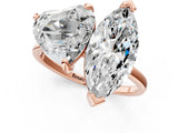 Rose gold Heart and Marquise Toi Moi Ring with Prong Setting and Micro Pave Band 1