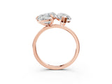 Rose gold Heart and Marquise Toi Moi Ring with Prong Setting and Micro Pave Band 3