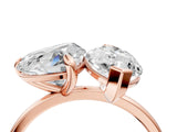 Rose gold Heart and Marquise Toi Moi Ring with Prong Setting and Micro Pave Band 4