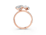 Rose gold Heart and Marquise Toi Moi Ring with Prong Setting and Pave Band_60