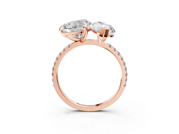 Rose Gold Heart-Shaped and Marquise Laboratory-Grown Diamond Toi et Moi Engagement Ring