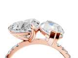 Rose gold Heart and Marquise Toi Moi Ring with Prong Setting and Pave Band_61