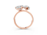 Rose gold Heart and Marquise Toi Moi Ring with Prong Setting and Plain Band 3
