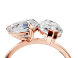 Rose gold Heart and Marquise Toi Moi Ring with Prong Setting and Plain Band 4