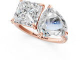 Rose gold Heart and Princess Toi Moi Ring with Prong Setting and Micro Pave Band 1