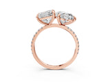 Rose gold Heart and Princess Toi Moi Ring with Prong Setting and Micro Pave Band 3