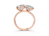 Rose gold Heart and Princess Toi Moi Ring with Prong Setting and Pave Band_61