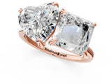 Rose gold Heart and Princess Toi Moi Ring with Prong Setting and Plain Band 1