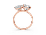 Rose gold Heart and Princess Toi Moi Ring with Prong Setting and Plain Band 3