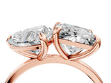 Rose gold Heart and Princess Toi Moi Ring with Prong Setting and Plain Band 4
