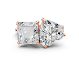 Rose gold Heart and Princess Toi Moi Ring with Prong Setting and Plain Band