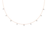 Rose gold Heart and Round Diamond Station Necklace_12
