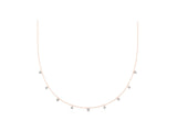 Rose gold Heart and Round Diamond Station Necklace_13