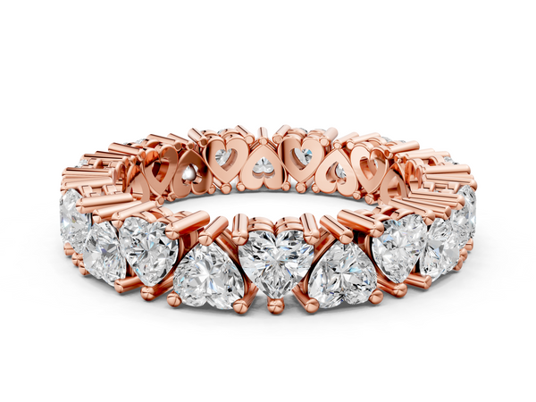 Rose gold Heart cut diamond Eternity Band with Shared Prong Setting