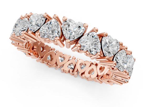 Rose gold Heart cut diamond Eternity Band with Shared Prong Setting