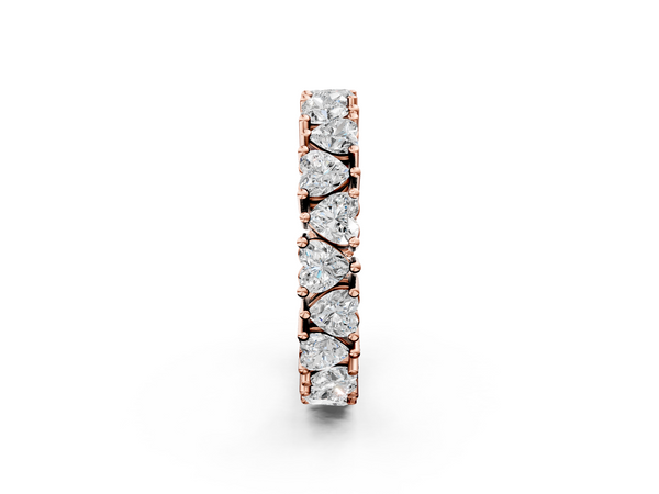 Rose gold Heart cut diamond Eternity Band with Shared Prong Setting