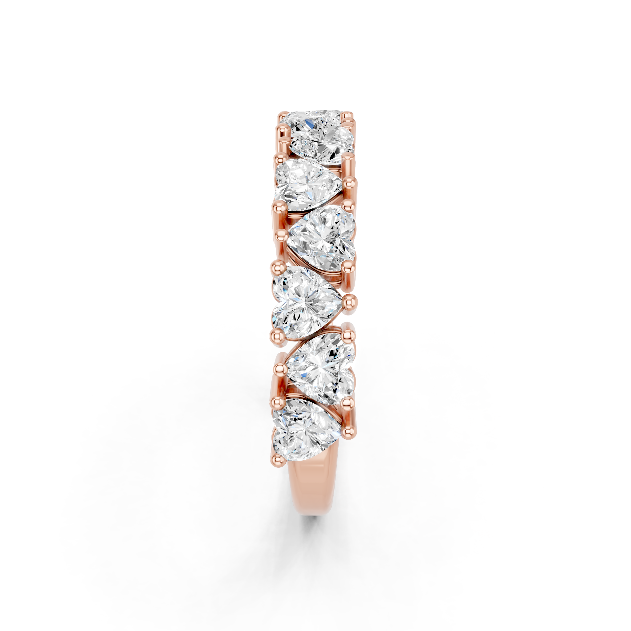 Rose gold Heart cut diamond Half Eternity Band with Shared Prong Setting_1